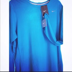 NIKE DRI-FIT Running Blue long Sleeve Tee NWT.