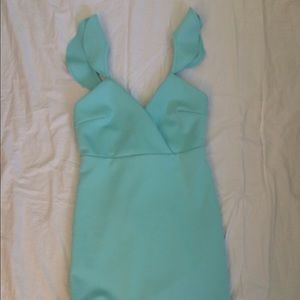 Teal Ruffle Strap Dress