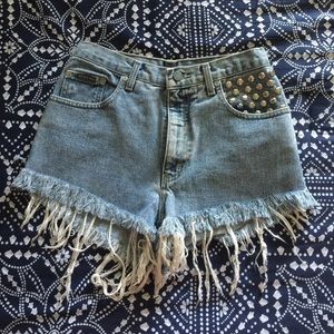 Studded High-waisted Shorts