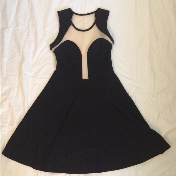 Black And Tan Flare Dress with Cut Outs