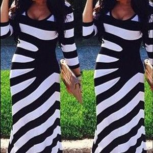 Black and White Maxi Dress - Size XL