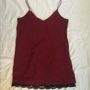 Forever 21 Red Shift Dress with Black Lace Detail