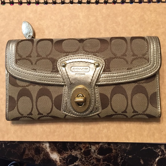 Coach Cs & gold metallic wallet