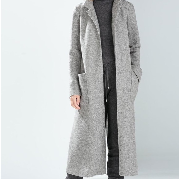 zara long grey coat