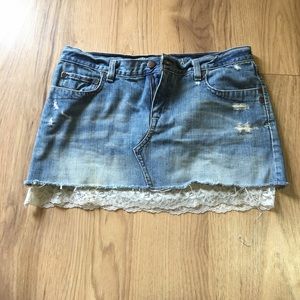 A&F blue jean skirt with lace