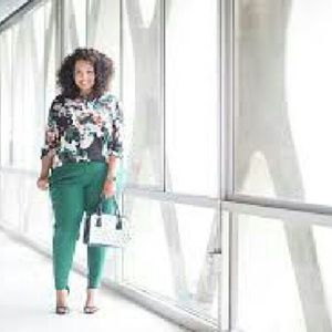 Ava & Viv Green and Black Ankle pants