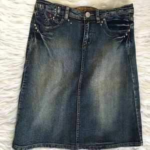 BONITA Blue Denim Knee Length Skirt