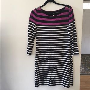 WHBM Dress-Black, white, pink stripes! Never Worn!