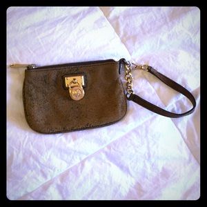 Michael Kors Brown Suede Small Wristlet