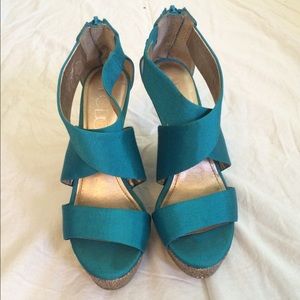 Teal Strap Wedges