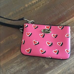 pink heart coach wristlet