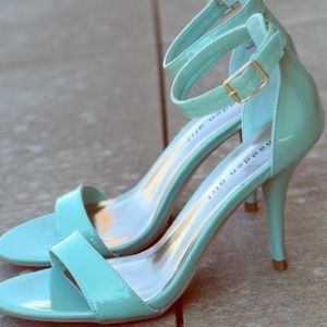 Mint green strappy heels