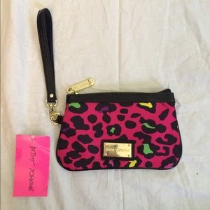 Betsy Johnson Pink Leopard Print Wristlet