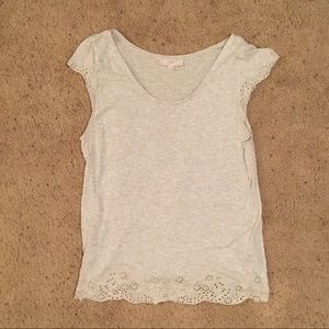 Grey Eyelet Sleeveless Top - LOFT