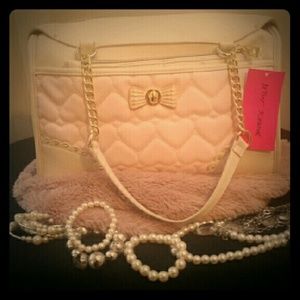 Betsey Johnson Be Mine Pink Blush Bag and Pouch