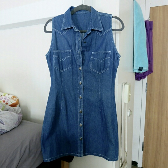 denim button down dress