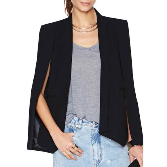 Cape Style Blazer -Black