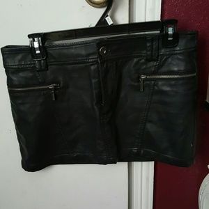 Black faux leather skirt