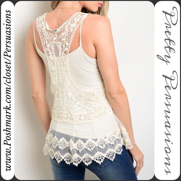 LAST ONE 🌻 NWT Lace Crochet Sheer Sleeveless Top - Picture 2 of 2