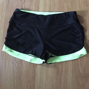 Black & neon yellow spandex shorts