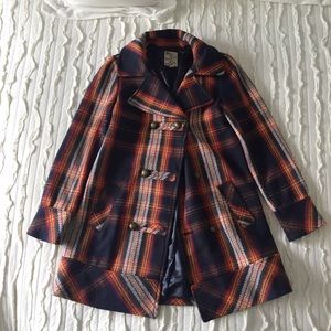 Tulle Plaid Pea Coat