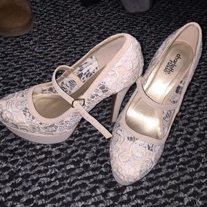 Charlotte Russse. Tan white lace heels