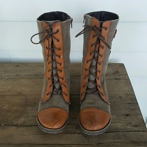 Charlotte Russe Canvas & Vegan Leather Boots