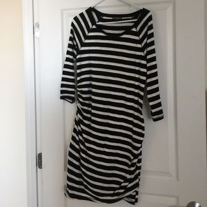 Black and white striped Express dress