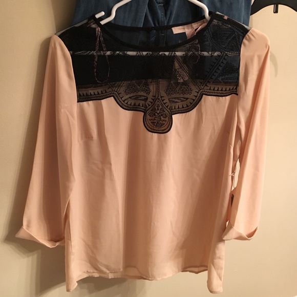 Peach& black blouse