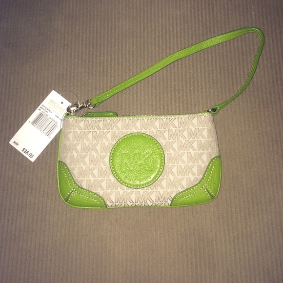 Michael Kors lime green wristlet