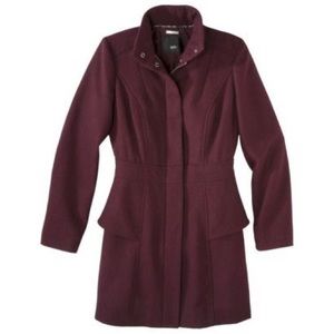 Mossimo Women's Peplum Coat in purple/eggplant S