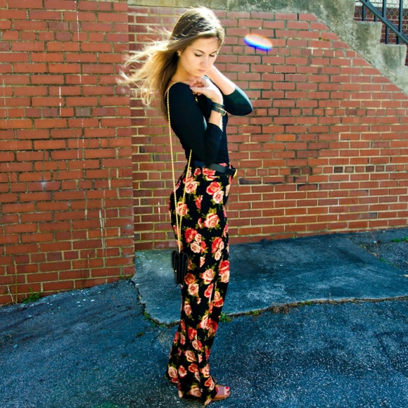 Wide Leg Floral Pants