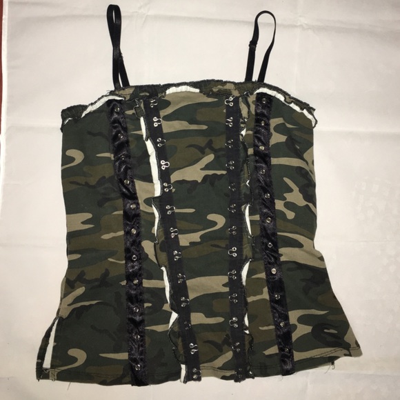 MORBID THREADS Camo Stretchy Corset Top - MED