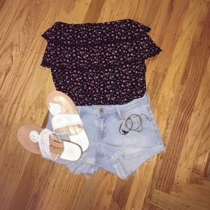 LA Hearts ruffle crop top