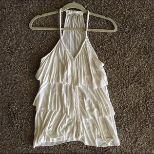 White razorback ruffle tank top