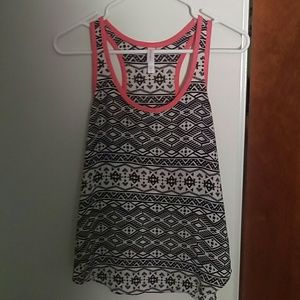 Coral, Black, and White Tribal Print Tank