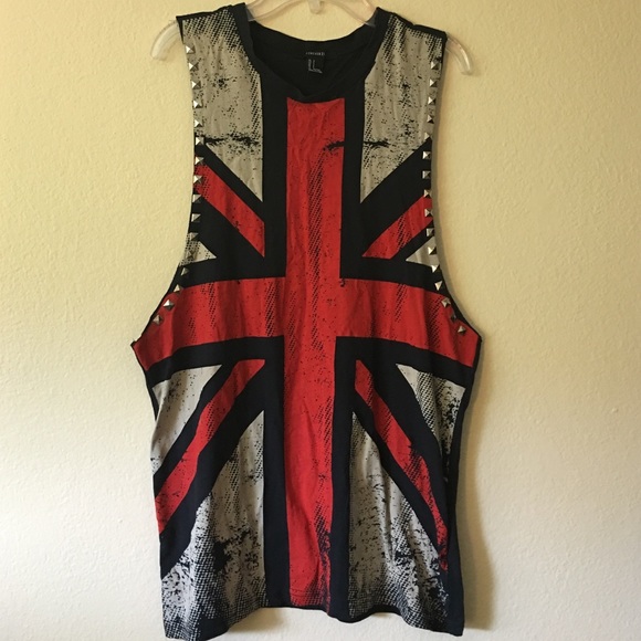 F21 Studded Punk Union Jack Tunic Tank - Small