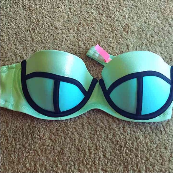 34C VS pink bikini color block top