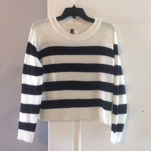 H&M cropped black + white striped sweater