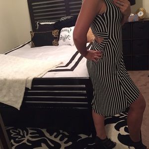 Wet Seal black and white vertical striped dress