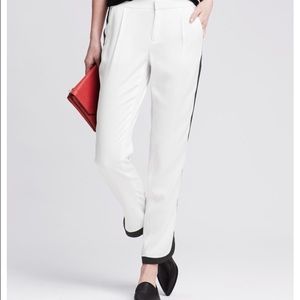 Banana Republic Piped White Drapey Pants