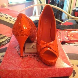 Ruby Red Open Toed High Heels