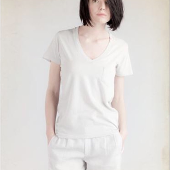 Alternative Apparel Deep V-Neck Tee Silver & Black