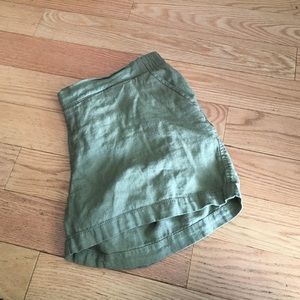 Green Linen Shorts