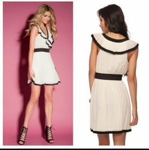 Cream & Black Pleated Dress
