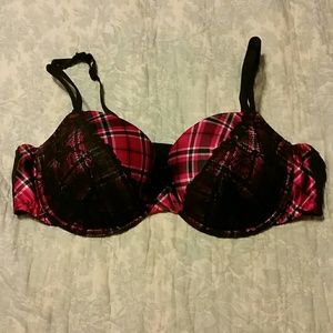 Pink and black plaid bra from Lane Bryant
