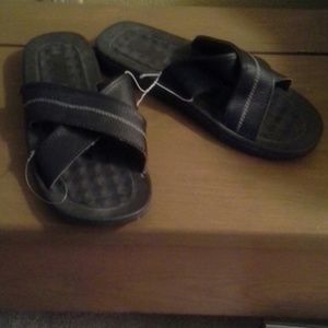 New, Black, size 12/13, slip-on sandals