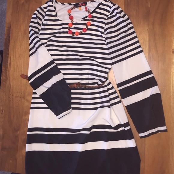 Black and white shift dress