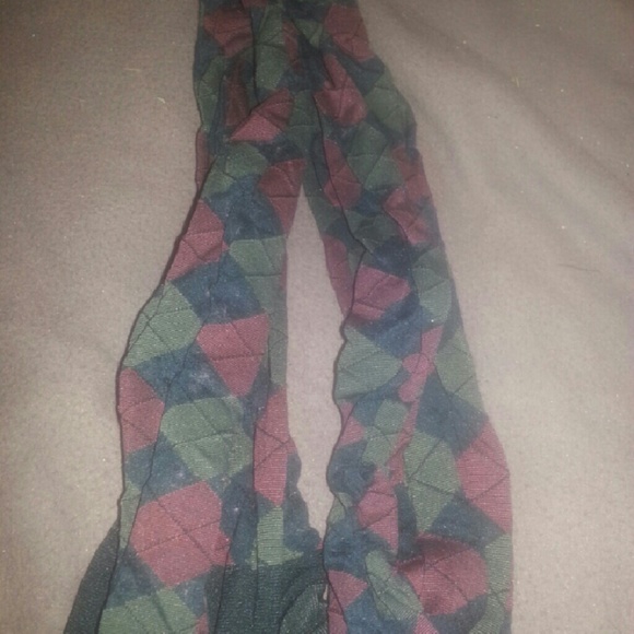 HUE Argyle Maroon Green and Blue Tights