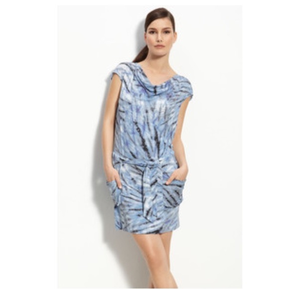 BCBGMaxAzria Dresses & Skirts - BLUE Tie Dye print DRESS boho BCBG SZ M drape